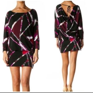 NWT White House Black Market Drop Waist Top Blouse Print Tunic Mini Dress M